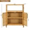 Natural Wicker Bathroom Floor Cabinet with Adjustable Shelves and Doors